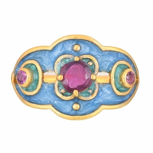 Ruby & Amethyst 14K Gold Vermeil Over Sterling Silver Enameled Ring