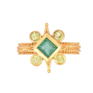 Emerald & Peridot 14K Gold Vermeil Over Sterling Silver Ring