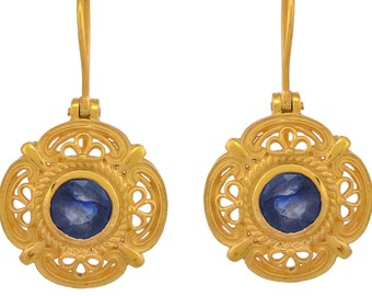 Blue Sapphire Vermeil 14K Gold Over Sterling Silver Earring