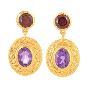 Amethyst & Granat 14K Gold Vermeil über Sterling Silber Ohrring