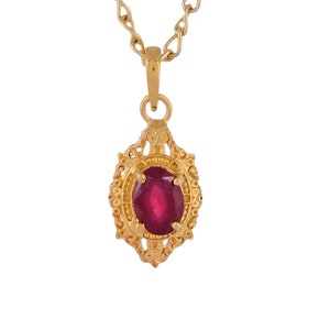 Ruby 14K Gold Vermeil Over Sterling Silver Drop Pendant