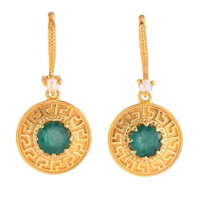 Emerald & Pearl Vermeil 14K Gold Over Sterling Silver Earring
