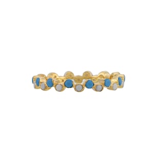 Turquoise & Pearl 14K Gold Vermeil Over Sterling Silver Eternity Band