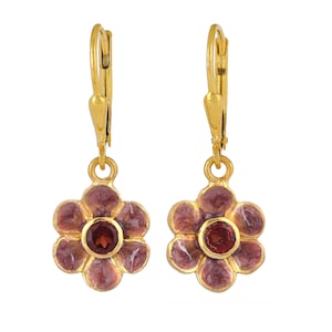 Granat Vermeil 14K Gold über Sterling Silber emaillierte Ohrring