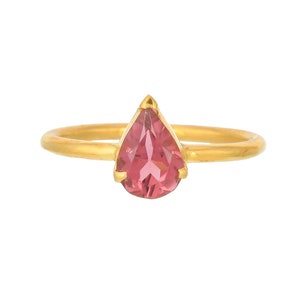 Pink Tourmaline 14K  Gold Vermeil Over Sterling Silver Ring