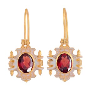 Granat Vermeil 14K Gold über Sterling Silber emaillierte Ohrring