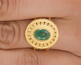 Emerald 14K Gold Vermeil Over Sterling Silver Ring