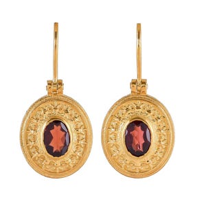 Brinco de ouro 14K sobre prata esterlina granada vermeil