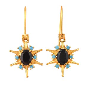Blauer Saphir & Türkis Vermeil 14K Gold über Sterling Silber Ohrring