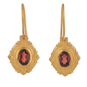 Brinco de ouro 14K sobre prata esterlina granada vermeil