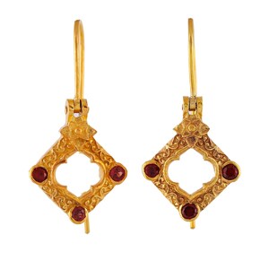 Ruby Vermeil 14K Gold Over Sterling Silver Earring