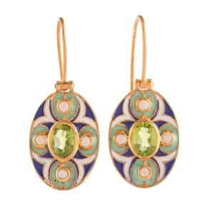 Peridot & Pearl Vermeil 14K Gold über Sterlingsilber Emaille Ohrring