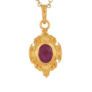Ruby 14K Gold Vermeil Over Sterling Silver Pendant