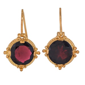 Brinco de ouro 14K sobre prata esterlina granada vermeil