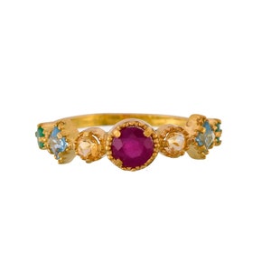 Emerald, Ruby, Blue Topaz & Citrine 14K Gold Vermeil Over Sterling Silver Ring