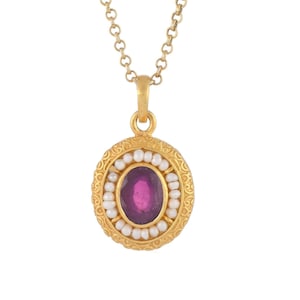 Ruby & Pearl 14K Gold Vermeil Over Sterling Silver Pendant