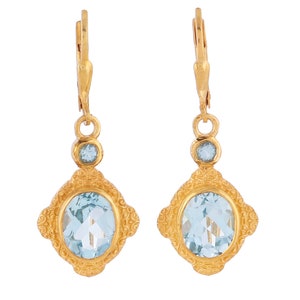 Blautopas Vermeil 14K Gold über Sterling Silber Ohrring