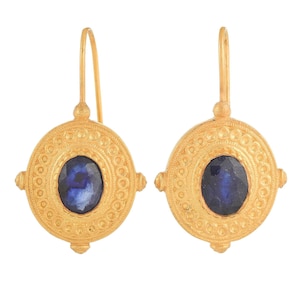 Blue Sapphire Vermeil 14K Gold Over Sterling Silver Earring