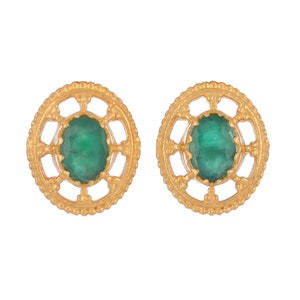 Emerald Vermeil 14K Gold Over Sterling Silver Earring