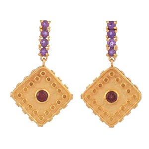 Amethyst & Granat 14K Gold Vermeil über Sterling Silber Ohrring