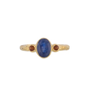 Blue Sapphire & Orange Sapphire 14K Gold Vermeil Over Sterling Silver Ring