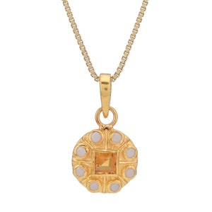 Citrine & Pearl 14K Gold Vermeil Over Sterling Silver Pendant