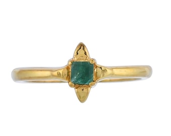 Emerald 14K Gold Vermeil Over Sterling Silver Ring