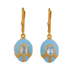 Blue Topaz Vermeil 14K Gold Over Sterling Silver Enameled Drop Earring