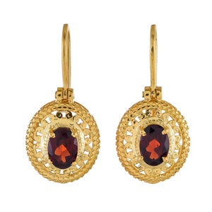 Brinco Garnet Vermeil ouro 14K sobre prata esterlina