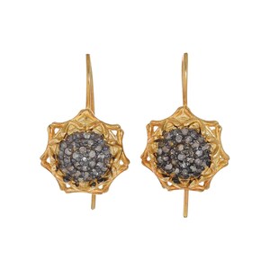Rose Cut Diamond Vermeil 14K Gold Over Sterling Silver Earring