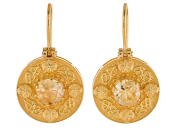 Orecchino in oro 14 carati citrino vermeil su argento sterling