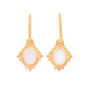 Moonstone Vermeil 14K Gold Over Sterling Silver Earring
