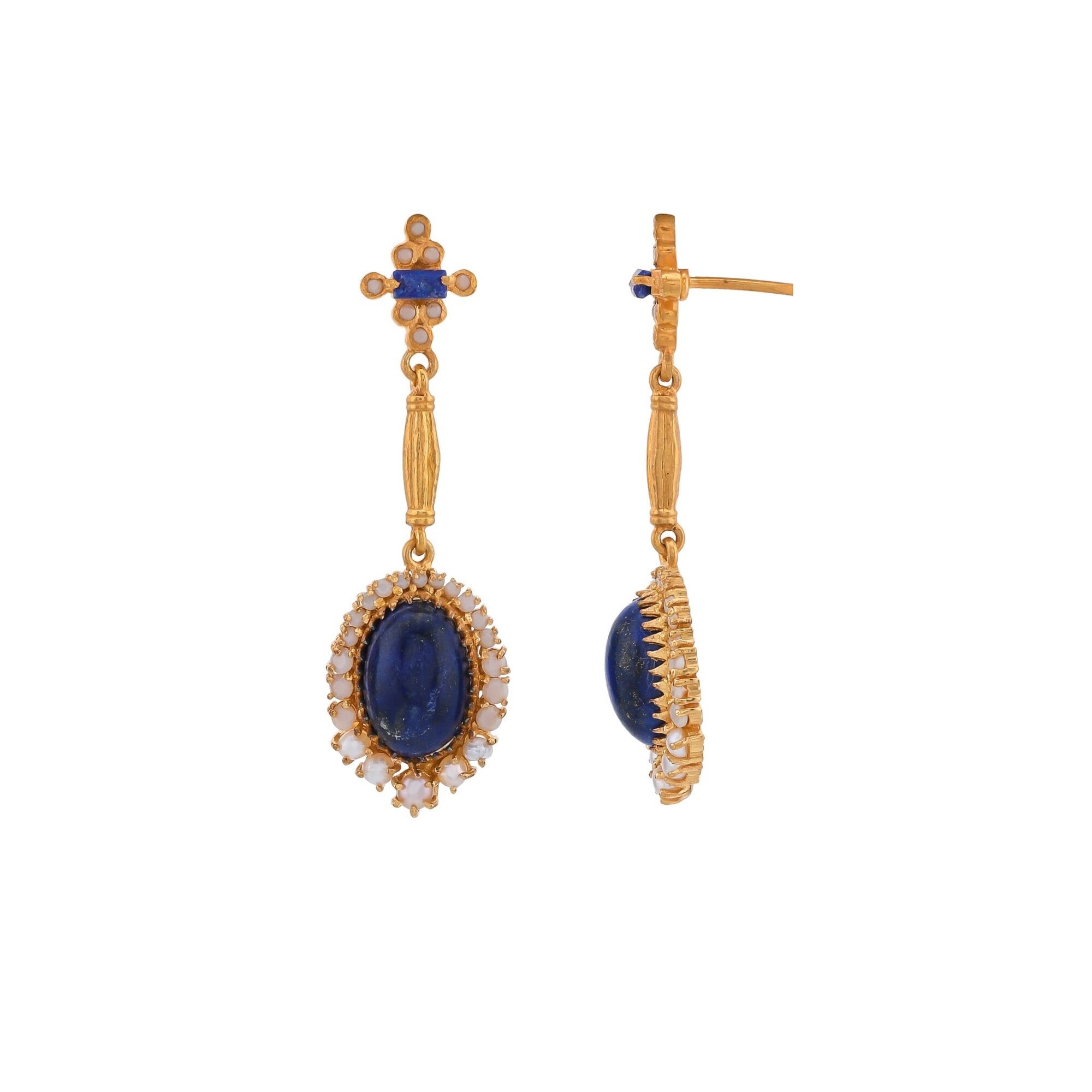 【HYERES LOR】22FW★ Lapis Lazuli Bar 14K(Y) XS Earrings HYERES LOR】22FW☆ Lapis Lazuli Bar 14K(Y) XS Earrings