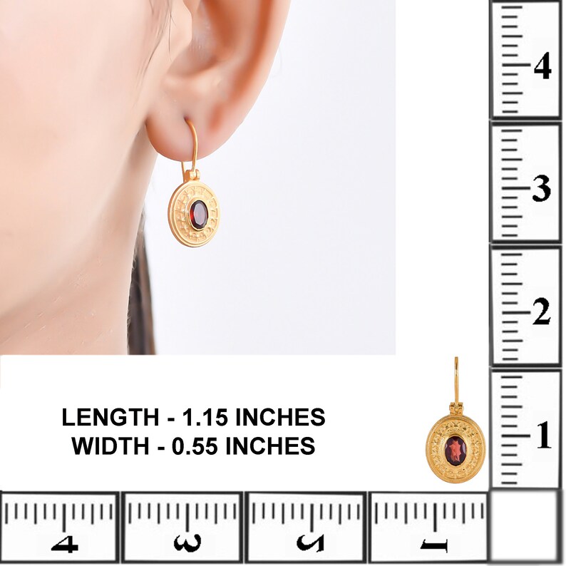 Garnet Vermeil 14K Gold Over Sterling Silver Earring