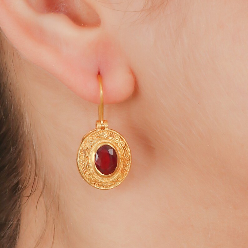 Ruby Vermeil 14K Gold Over Sterling Silver Earring