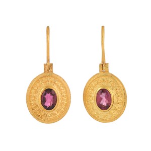 Roze toermalijn vermeil 14K goud op sterlingzilveren oorbel