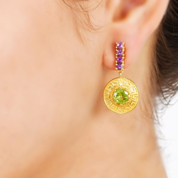 Orecchini con ametista placcati in oro 14 carati Orecchini con ametista placcati in oro 14 carati