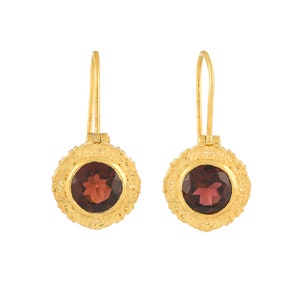 Garnet Vermeil 14K Gold Over Sterling Silver Earring