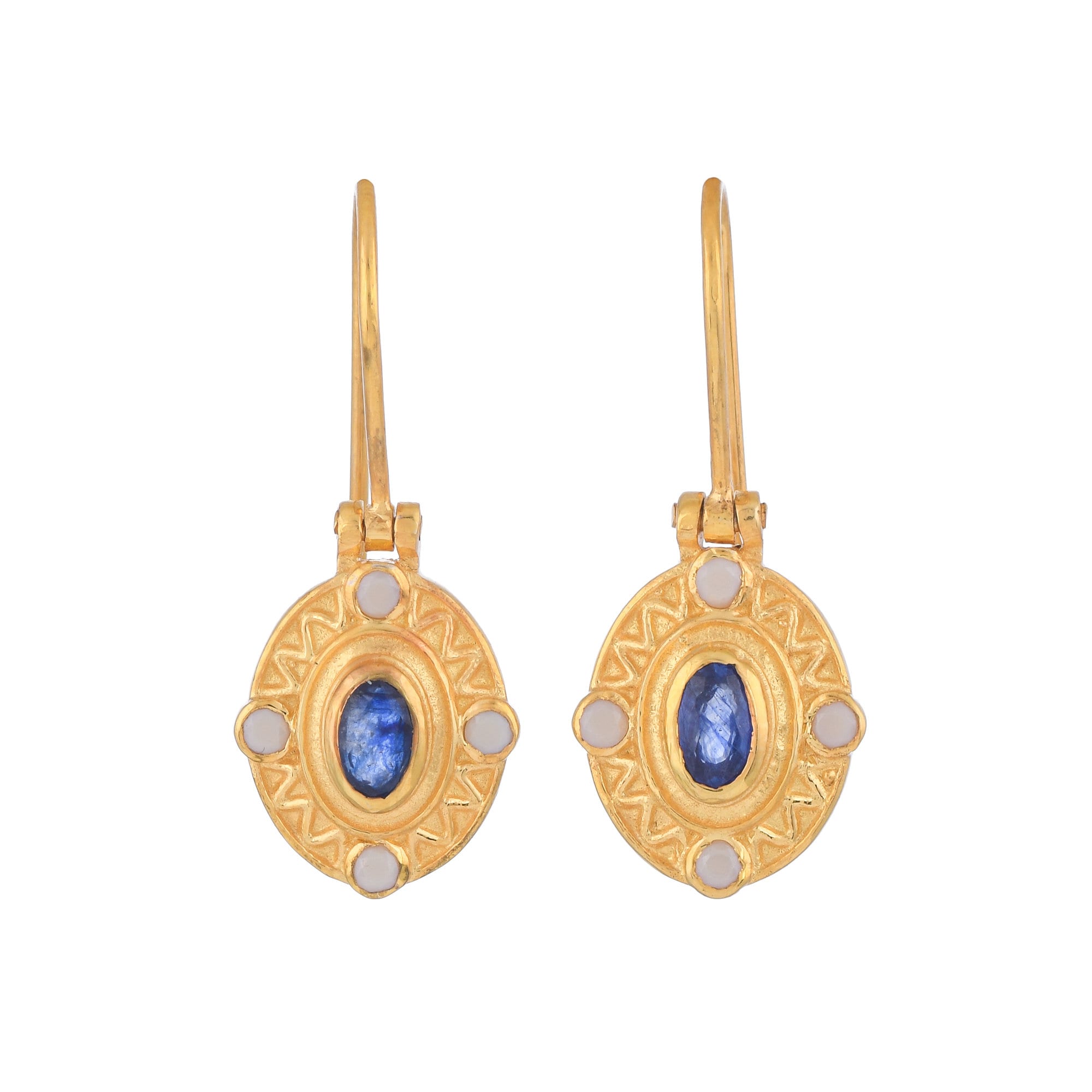 Orecchino in argento sterling smaltato con zaffiro blu e vermeil in oro 14 carati - Italia