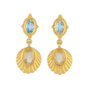 Citrine & Blue Topaz Vermeil 14K Gold Over Sterling Silver Earring