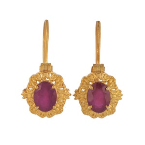 Ruby Vermeil 14K Gold Over Sterling Silver Earring