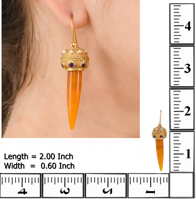 Amethyst,Pearl /& Onyx Vermeil 14K Gold Over Sterling Silver Earring