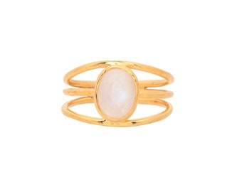 Moonstone 14K Gold Vermeil Over Sterling Silver Ring