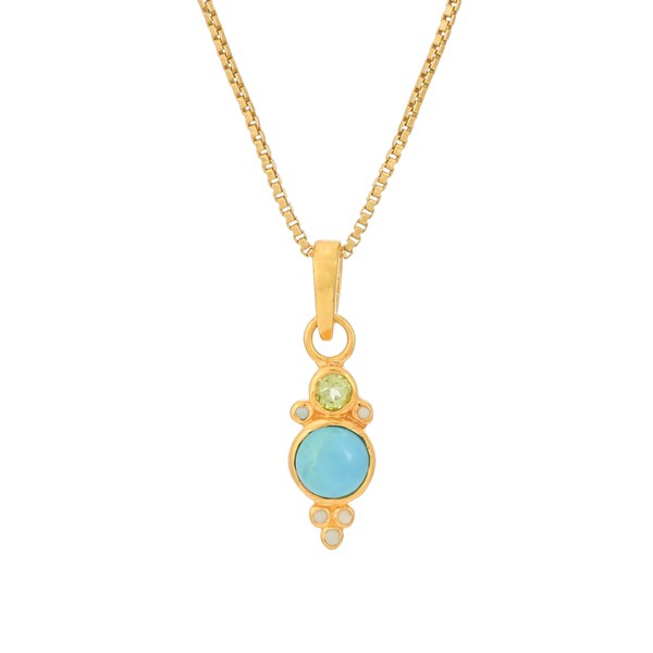 Turquoise & Peridot 14K Gold Vermeil Over Sterling Silver Pendant