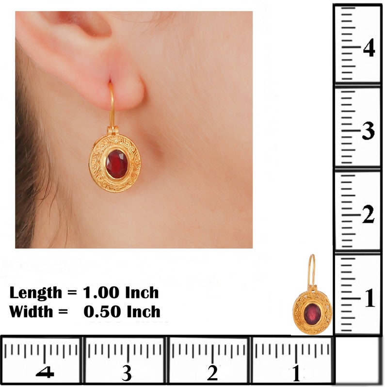 Ruby Vermeil 14K Gold Over Sterling Silver Earring