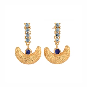 Blauer Saphir und Fluorit 14K Gold Vermeil über Sterling Silber Ohrring