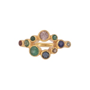 Emerald, Sapphire & Tourmaline 14K Gold Vermeil Over Sterling Silver Ring