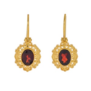 Brinco Garnet Vermeil ouro 14K sobre prata esterlina
