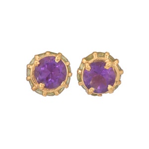 Amethyst & Peridot 14K Gold Vermeil Over Sterling Silver Stud Earring