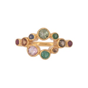 Emerald, Sapphire ,Ruby, Tourmaline & Citrine 14K Gold Vermeil Over Sterling Silver Ring